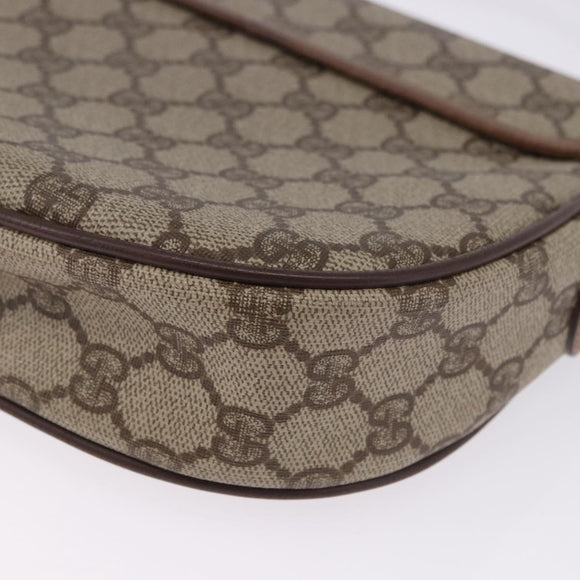 GUCCI GG Supreme Shoulder Bag PVC Leather Beige Gold Tone Auth BA14942