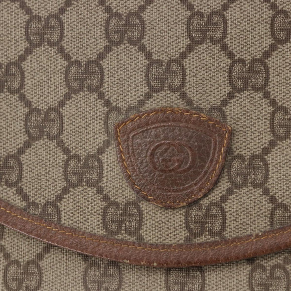 GUCCI GG Supreme Shoulder Bag PVC Leather Beige Gold Tone Auth BA14942