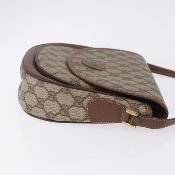 GUCCI GG Supreme Shoulder Bag PVC Leather Beige Gold Tone Auth BA14942