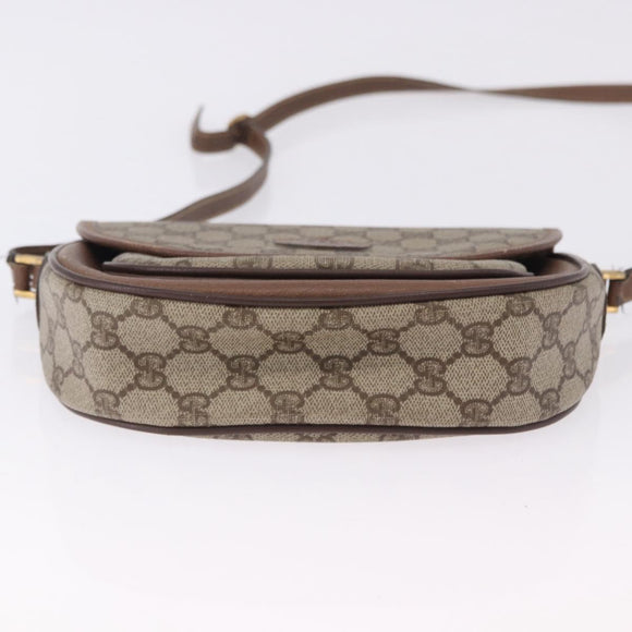 GUCCI GG Supreme Shoulder Bag PVC Leather Beige Gold Tone Auth BA14942