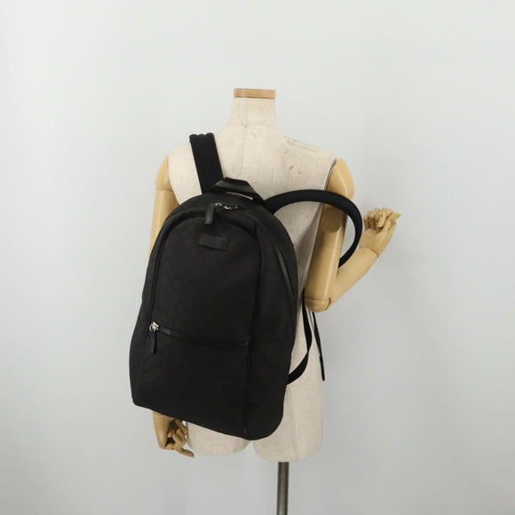 GUCCI GG Canvas Backpack Black Silver 449181 Auth BA14948