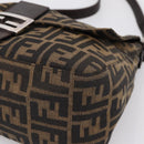 FENDI Zucca Canvas Mamma Baguette Shoulder Bag Brown Silver Auth BA14949V-9