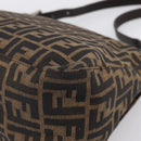 FENDI Zucca Canvas Mamma Baguette Shoulder Bag Brown Silver Auth BA14949V-15