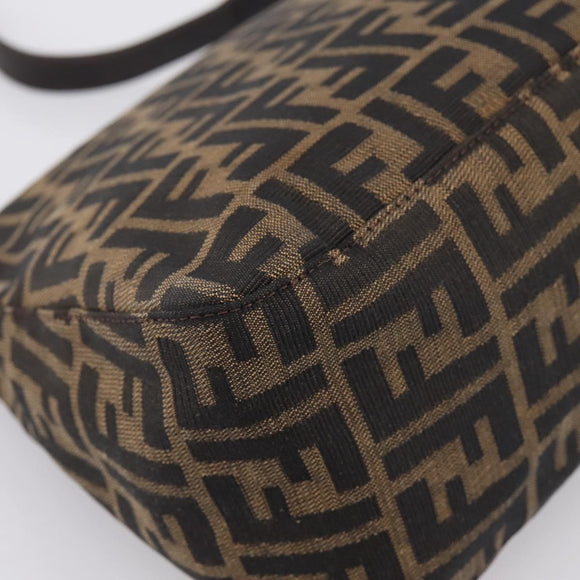 FENDI Zucca Canvas Mamma Baguette Shoulder Bag Brown Silver Auth BA14949V