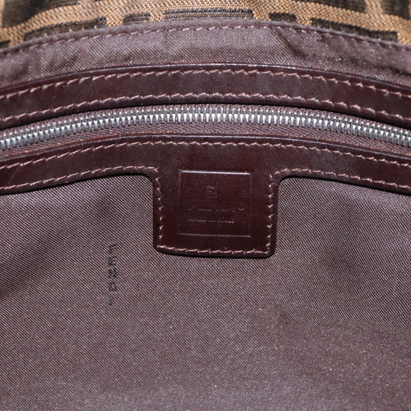 FENDI Zucca Canvas Mamma Baguette Shoulder Bag Brown Silver Auth BA14949V