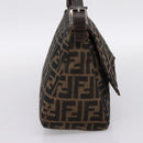 FENDI Zucca Canvas Mamma Baguette Shoulder Bag Brown Silver Auth BA14949V-3