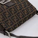 FENDI Zucca Canvas Mamma Baguette Shoulder Bag Brown Silver Auth BA14949V-6