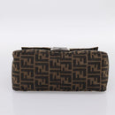 FENDI Zucca Canvas Mamma Baguette Shoulder Bag Brown Silver Auth BA14949V-5
