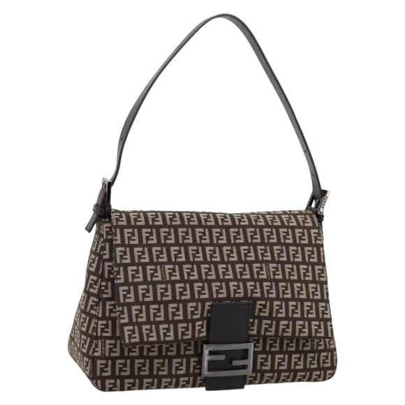 FENDI Zucchino Canvas Mamma Baguette Shoulder Bag Brown 8BR001 Auth BA14950V