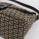 FENDI Zucchino Canvas Mamma Baguette Shoulder Bag Brown 8BR001 Auth BA14950V-10