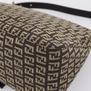 FENDI Zucchino Canvas Mamma Baguette Shoulder Bag Brown 8BR001 Auth BA14950V-12