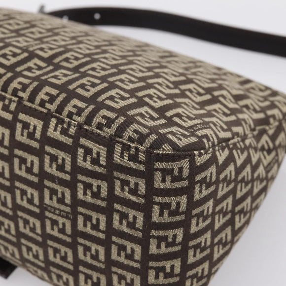 FENDI Zucchino Canvas Mamma Baguette Shoulder Bag Brown 8BR001 Auth BA14950V