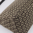 FENDI Zucchino Canvas Mamma Baguette Shoulder Bag Brown 8BR001 Auth BA14950V-13