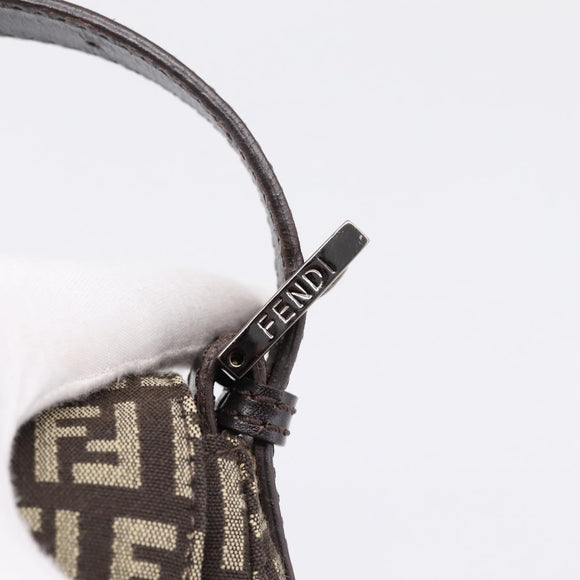 FENDI Zucchino Canvas Mamma Baguette Shoulder Bag Brown 8BR001 Auth BA14950V