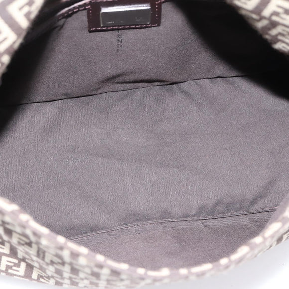 FENDI Zucchino Canvas Mamma Baguette Shoulder Bag Brown 8BR001 Auth BA14950V
