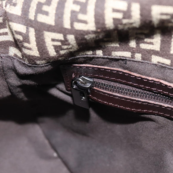 FENDI Zucchino Canvas Mamma Baguette Shoulder Bag Brown 8BR001 Auth BA14950V