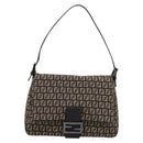 FENDI Zucchino Canvas Mamma Baguette Shoulder Bag Brown 8BR001 Auth BA14950V-2