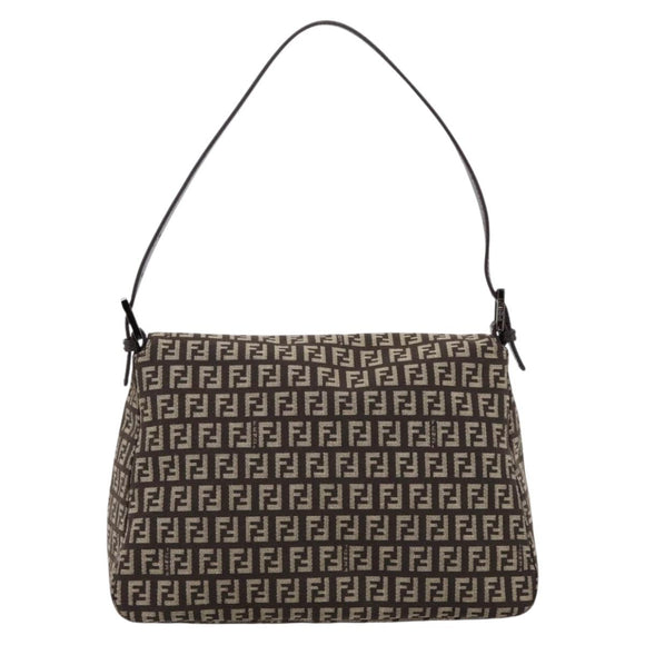 FENDI Zucchino Canvas Mamma Baguette Shoulder Bag Brown 8BR001 Auth BA14950V