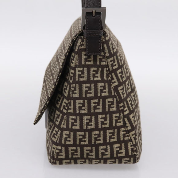 FENDI Zucchino Canvas Mamma Baguette Shoulder Bag Brown 8BR001 Auth BA14950V