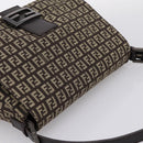 FENDI Zucchino Canvas Mamma Baguette Shoulder Bag Brown 8BR001 Auth BA14950V-6
