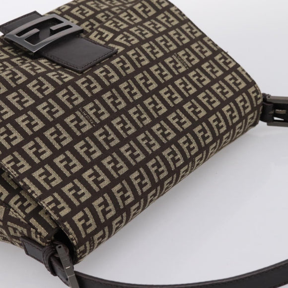 FENDI Zucchino Canvas Mamma Baguette Shoulder Bag Brown 8BR001 Auth BA14950V
