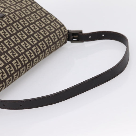 FENDI Zucchino Canvas Mamma Baguette Shoulder Bag Brown 8BR001 Auth BA14950V