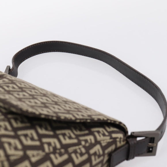 FENDI Zucchino Canvas Mamma Baguette Shoulder Bag Brown 8BR001 Auth BA14950V