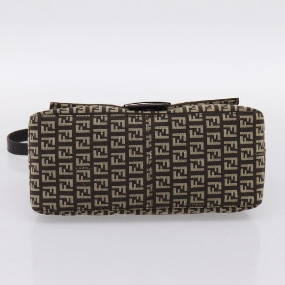 FENDI Zucchino Canvas Mamma Baguette Shoulder Bag Brown 8BR001 Auth BA14950V
