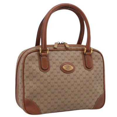 GUCCI Micro GG Hand Bag PVC Leather Beige Gold Tone 000.39.0030 Auth BA14951