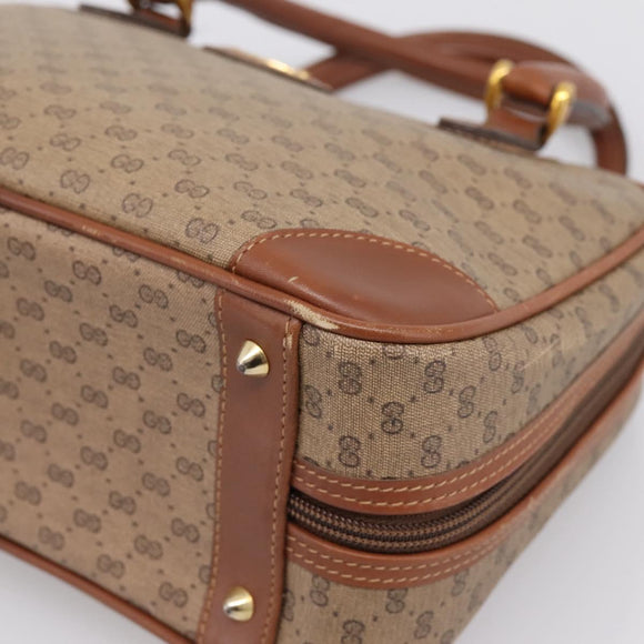 GUCCI Micro GG Hand Bag PVC Leather Beige Gold Tone 000.39.0030 Auth BA14951