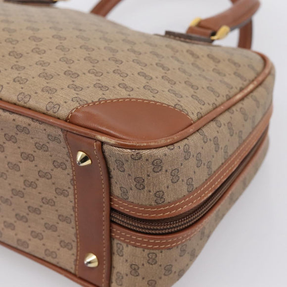 GUCCI Micro GG Hand Bag PVC Leather Beige Gold Tone 000.39.0030 Auth BA14951
