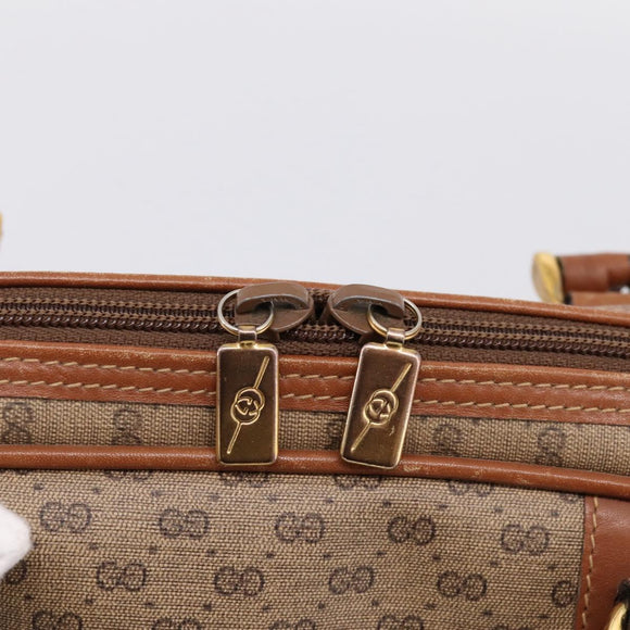GUCCI Micro GG Hand Bag PVC Leather Beige Gold Tone 000.39.0030 Auth BA14951