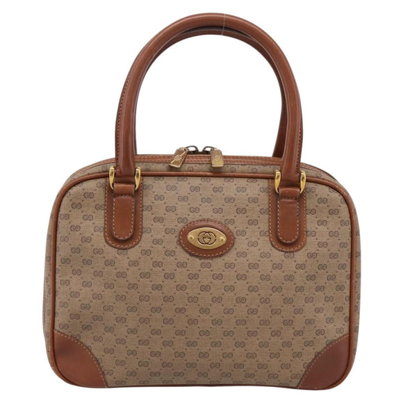 GUCCI Micro GG Hand Bag PVC Leather Beige Gold Tone 000.39.0030 Auth BA14951