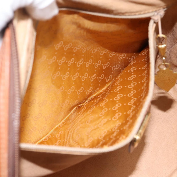 GUCCI Micro GG Hand Bag PVC Leather Beige Gold Tone 000.39.0030 Auth BA14951