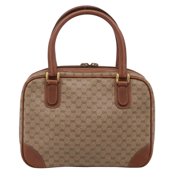 GUCCI Micro GG Hand Bag PVC Leather Beige Gold Tone 000.39.0030 Auth BA14951