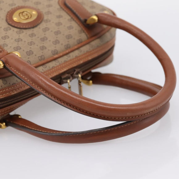 GUCCI Micro GG Hand Bag PVC Leather Beige Gold Tone 000.39.0030 Auth BA14951