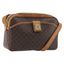 CELINE Macadam Shoulder Bag PVC Leather Brown Gold Tone Auth BA14952-1