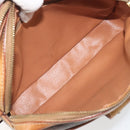 CELINE Macadam Shoulder Bag PVC Leather Brown Gold Tone Auth BA14952-17
