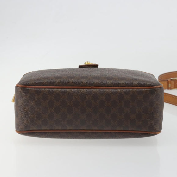 CELINE Macadam Shoulder Bag PVC Leather Brown Gold Tone Auth BA14952