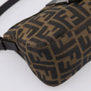 FENDI Zucca Canvas Mamma Baguette Shoulder Bag Brown Silver 8BR003 Auth BA14953V-14