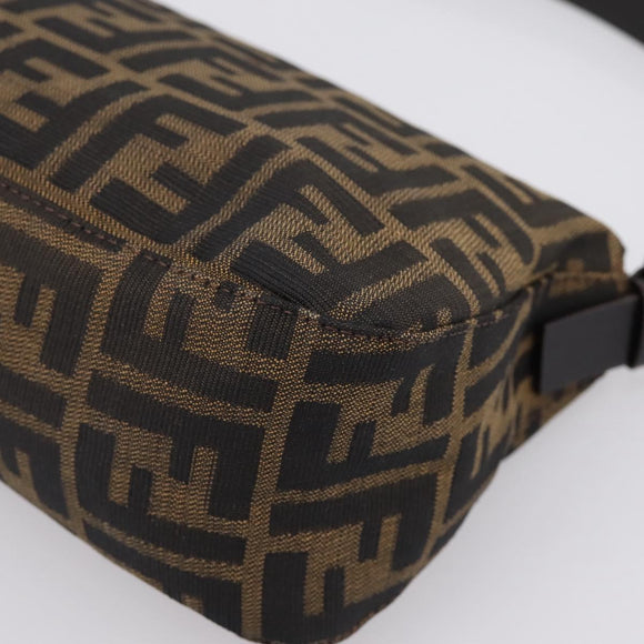 FENDI Zucca Canvas Mamma Baguette Shoulder Bag Brown Silver 8BR003 Auth BA14953V
