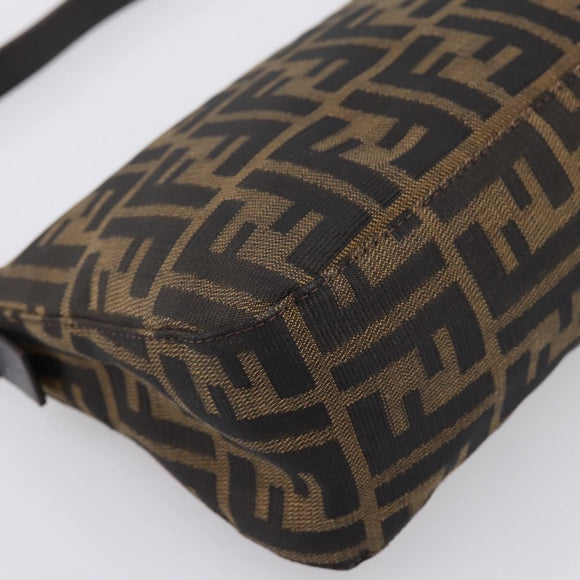 FENDI Zucca Canvas Mamma Baguette Shoulder Bag Brown Silver 8BR003 Auth BA14953V