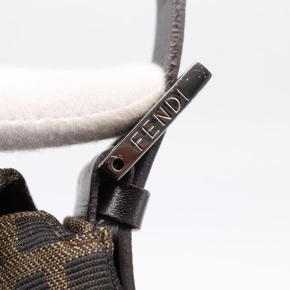 FENDI Zucca Canvas Mamma Baguette Shoulder Bag Brown Silver 8BR003 Auth BA14953V