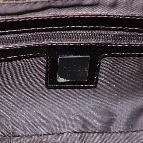 FENDI Zucca Canvas Mamma Baguette Shoulder Bag Brown Silver 8BR003 Auth BA14953V