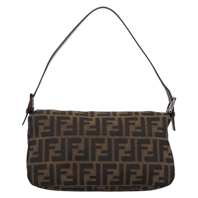 FENDI Zucca Canvas Mamma Baguette Shoulder Bag Brown Silver 8BR003 Auth BA14953V - 0