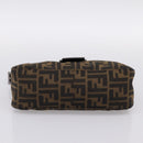 FENDI Zucca Canvas Mamma Baguette Shoulder Bag Brown Silver 8BR003 Auth BA14953V-5
