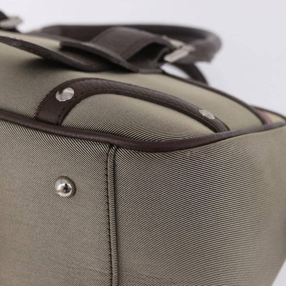 BURBERRY Nova Check Hand Bag Canvas Brown Silver Auth BA14954A