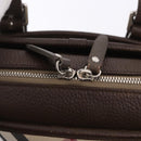 BURBERRY Nova Check Hand Bag Canvas Brown Silver Auth BA14954A-11