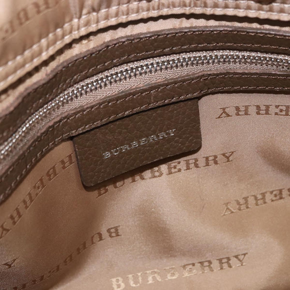 BURBERRY Nova Check Hand Bag Canvas Brown Silver Auth BA14954A