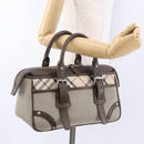 BURBERRY Nova Check Hand Bag Canvas Brown Silver Auth BA14954A-22